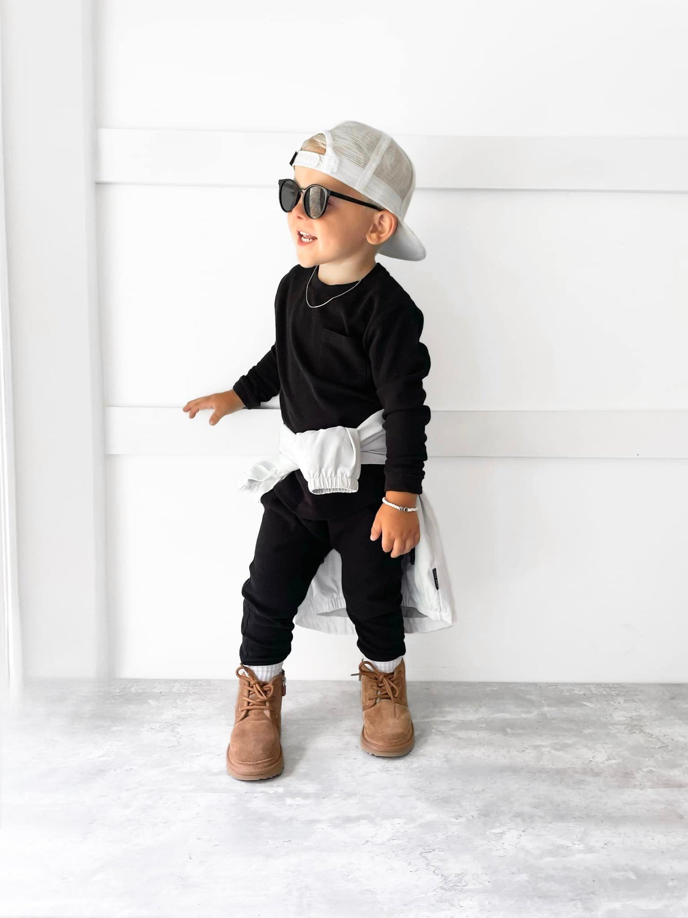 Little Bipsy Waffle Jogger: Black