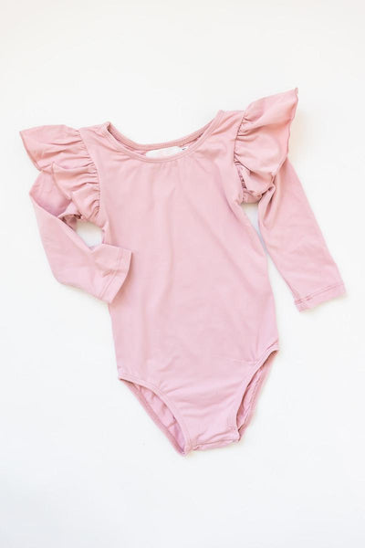 Mila & Rose:  Vintage Pink L/S Flutter Sleeve Leotard