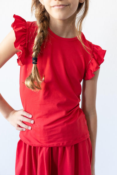 Mila & Rose:  Red S/S Ruffle Tee