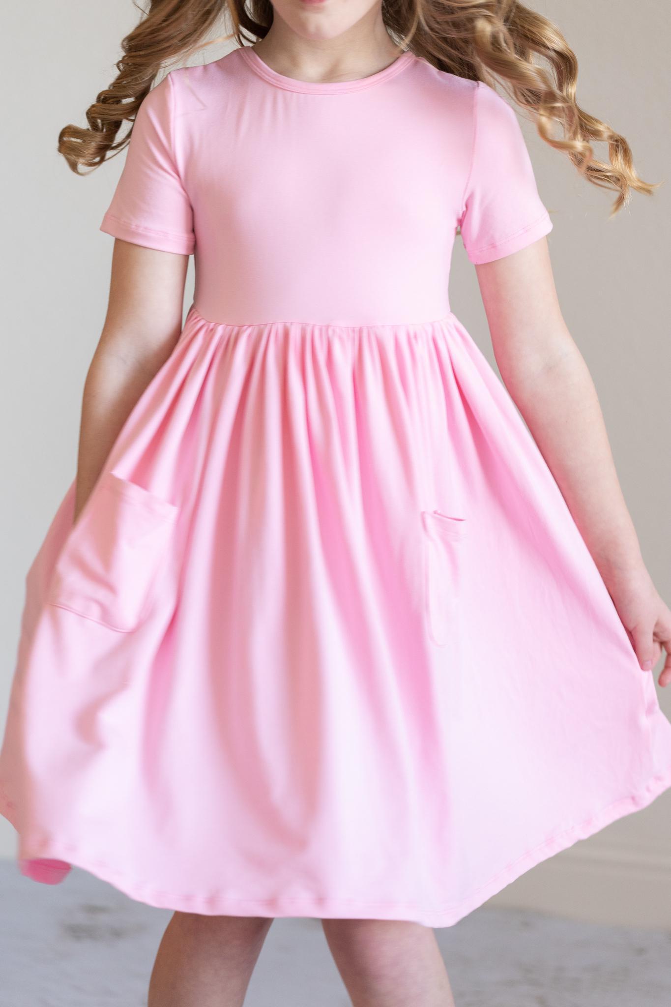 Mila & Rose:  Bubblegum Pink S/S Pocket Twirl Dress