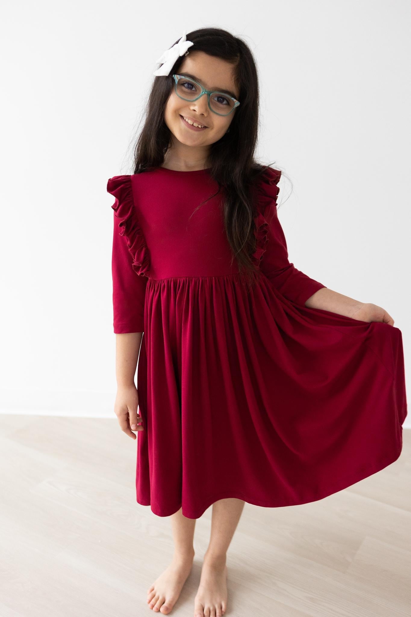 Mila & Rose:  Burgundy Ruffle Twirl Dress