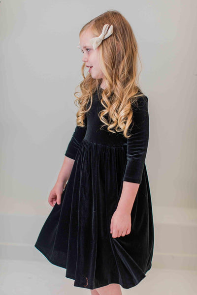 Mila & Rose:  Black Velvet Twirl Dress