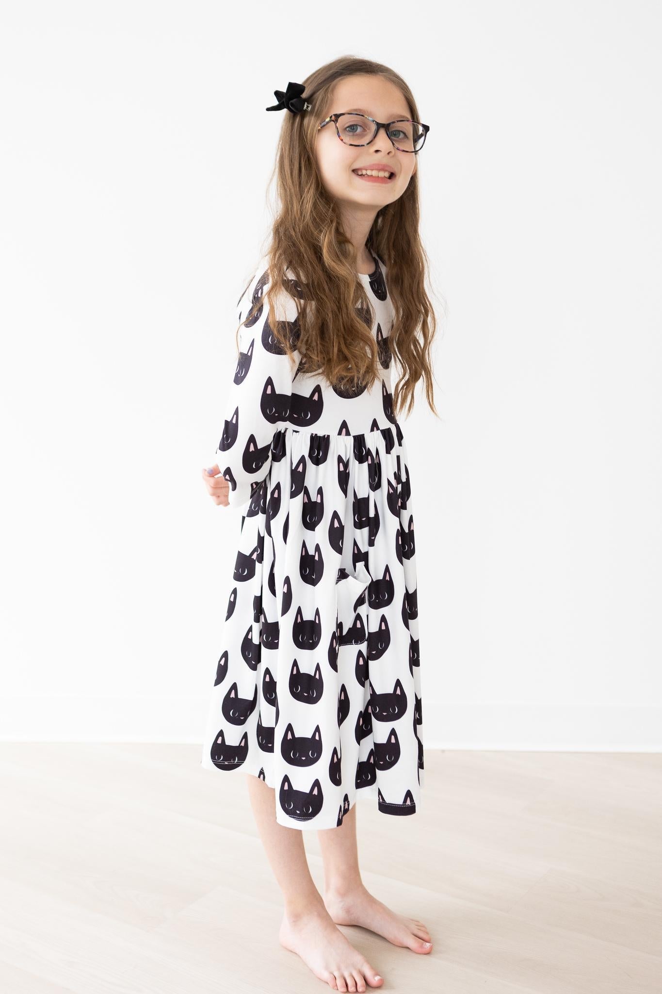 Mila & Rose:  Purrfect 3/4 Sleeve Pocket Twirl Dress