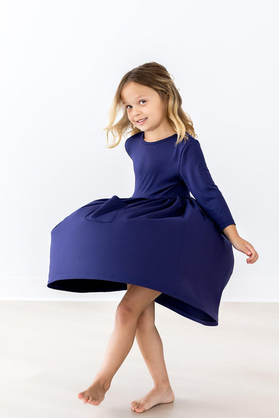 Mila & Rose:  Navy 3/4 Pocket Twirl Dress