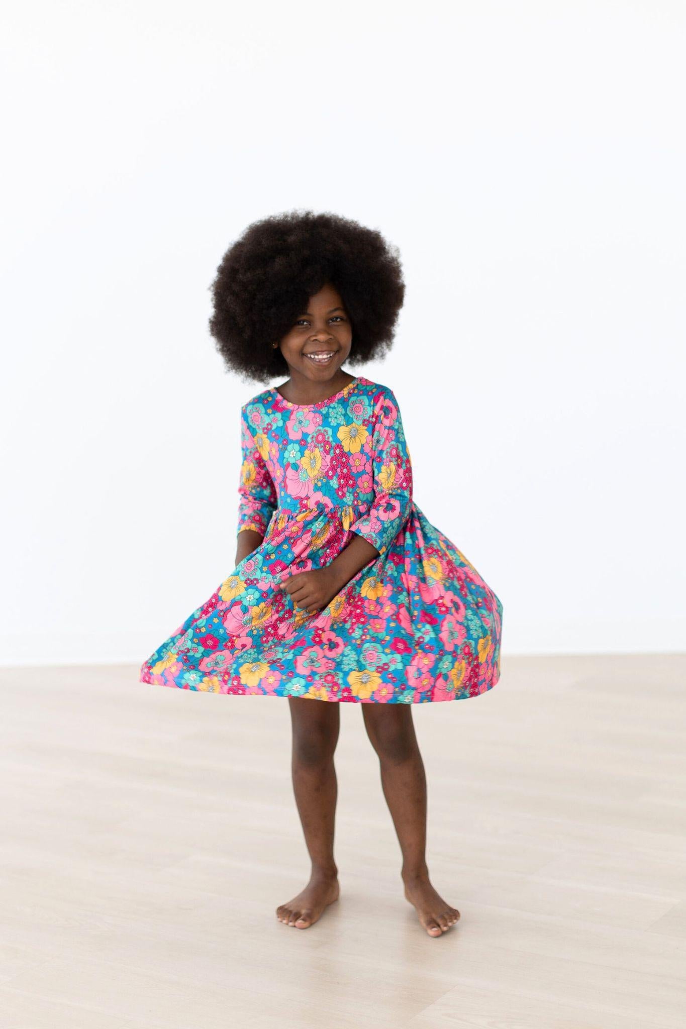 Mila & Rose:  Feeling Floral 3/4 Sleeve Pocket Twirl Dress