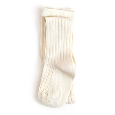 Little Stocking Co. Ribbed Knit Tights: Ivory