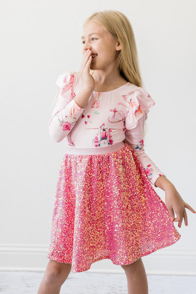 Mila & Rose:  SALE Hot Pink Sequin Twirl Skirt