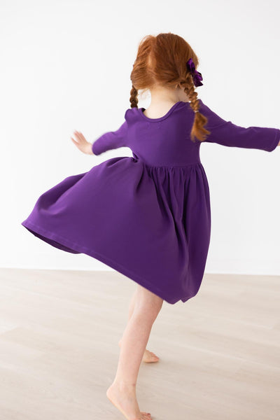 Mila & Rose:  Purple 3/4 Sleeve Pocket Twirl Dress