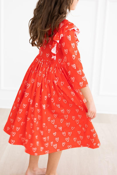 Mila & Rose:  Roses are Red Ruffle Twirl Dress