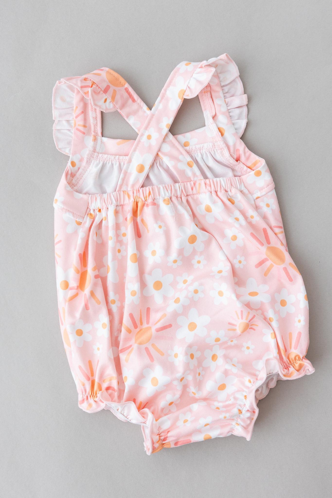 Mila & Rose:  Sweet & Sunny Ruffle Cross Back Romper