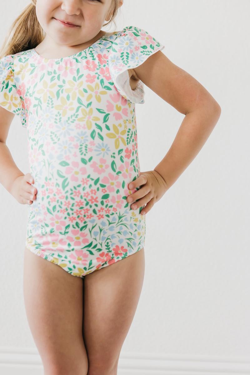 Mila & Rose:  Daffodils S/S Flutter Sleeve Leotard