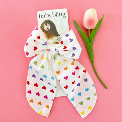 Baby Bling Bows Belle Clips: Rainbow Hearts