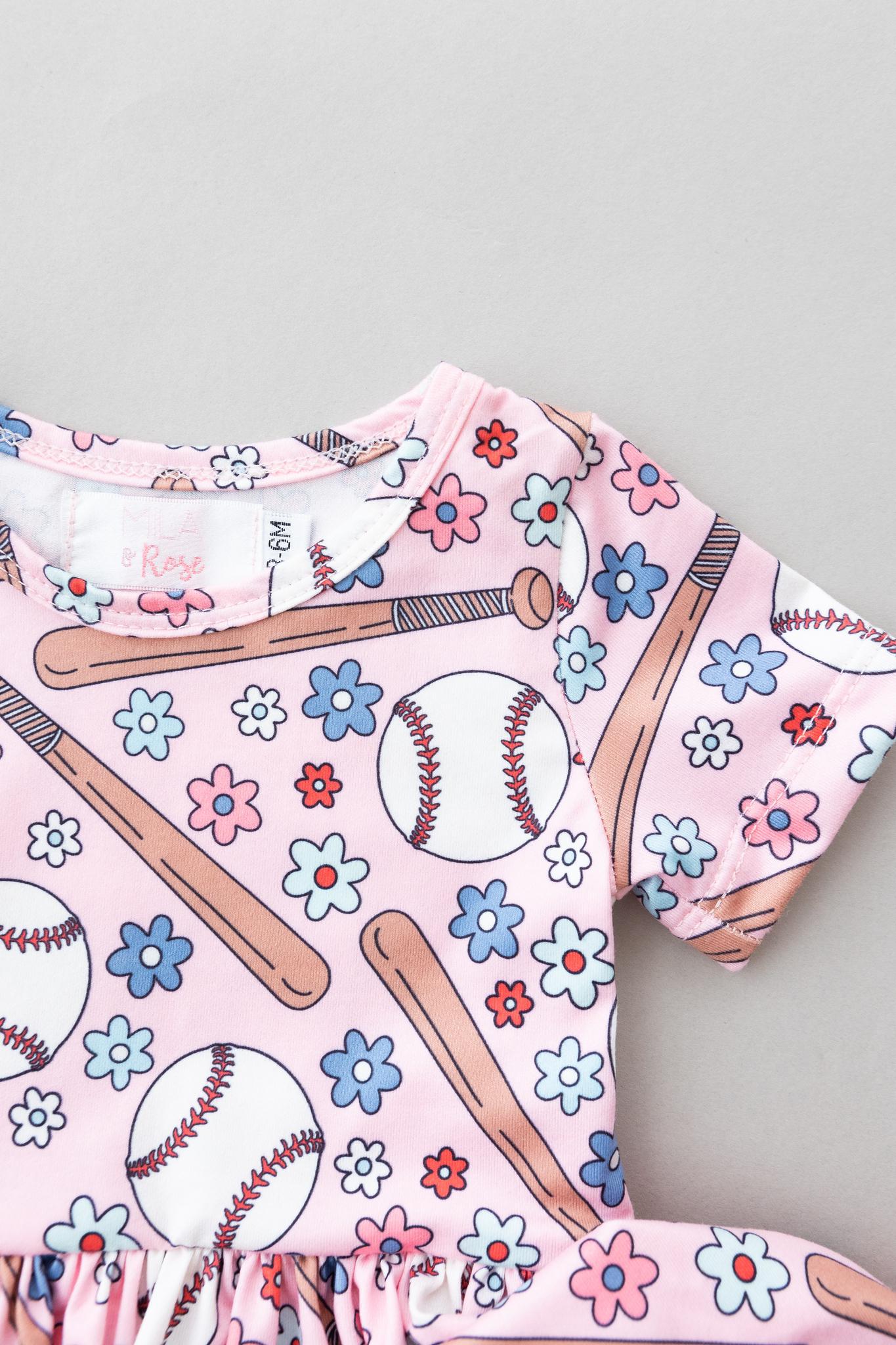 Mila & Rose:  Batter Up S/S Twirl Bodysuit