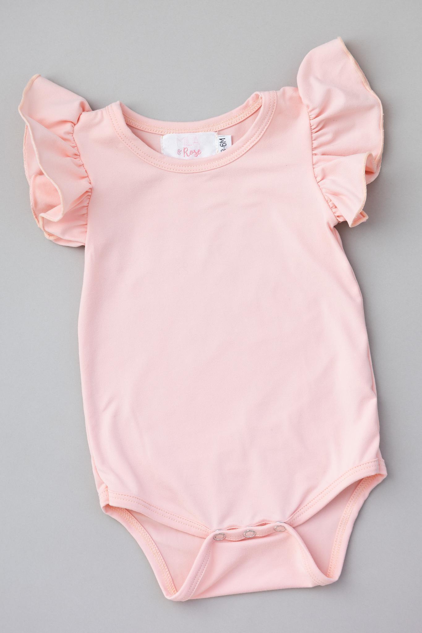 Mila & Rose:  Peach S/S Flutter Bodysuit