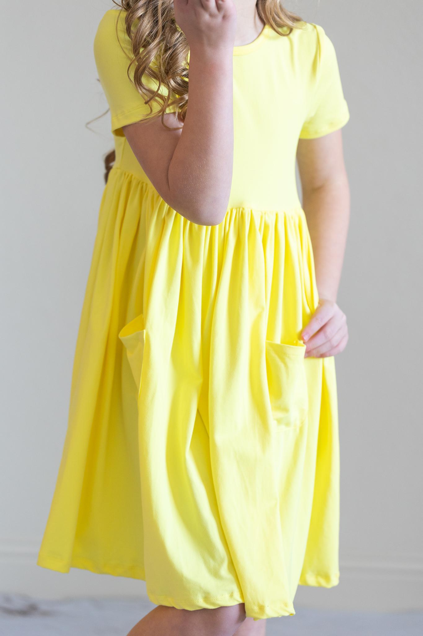 Mila & Rose:  Yellow S/S Pocket Twirl Dress