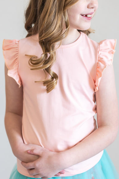 Mila & Rose:  Peach S/S Ruffle Tee