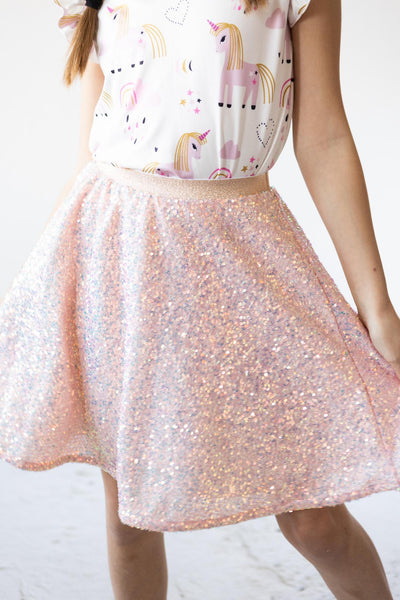 Mila & Rose:  SALE Peach Sequin Twirl Skirt