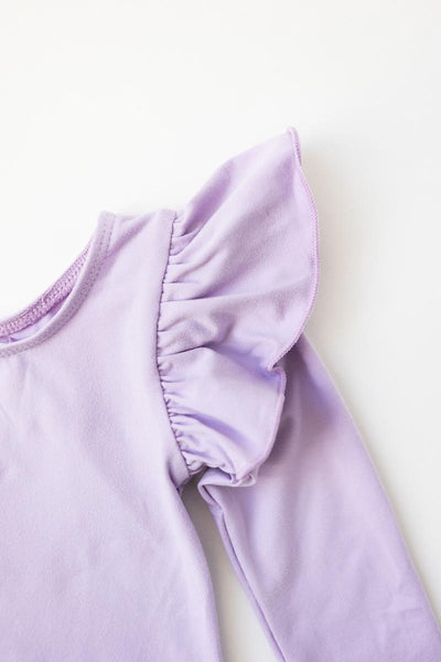 Mila & Rose:  Lavender L/S Flutter Sleeve Leotard