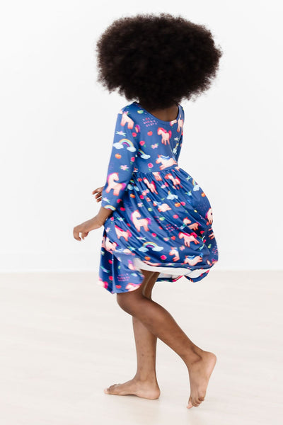 Mila & Rose:  Painted Skies 3/4 Sleeve Pocket Twirl Dress