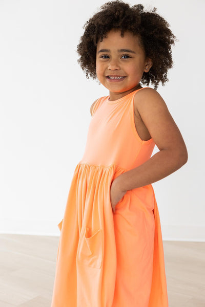 Mila & Rose:  Neon Coral Tank Pocket Twirl Dress