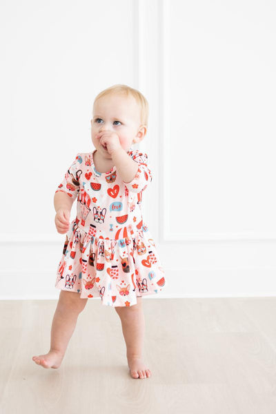 Mila & Rose:  Puppy Love 3/4 Sleeve Twirl Bodysuit