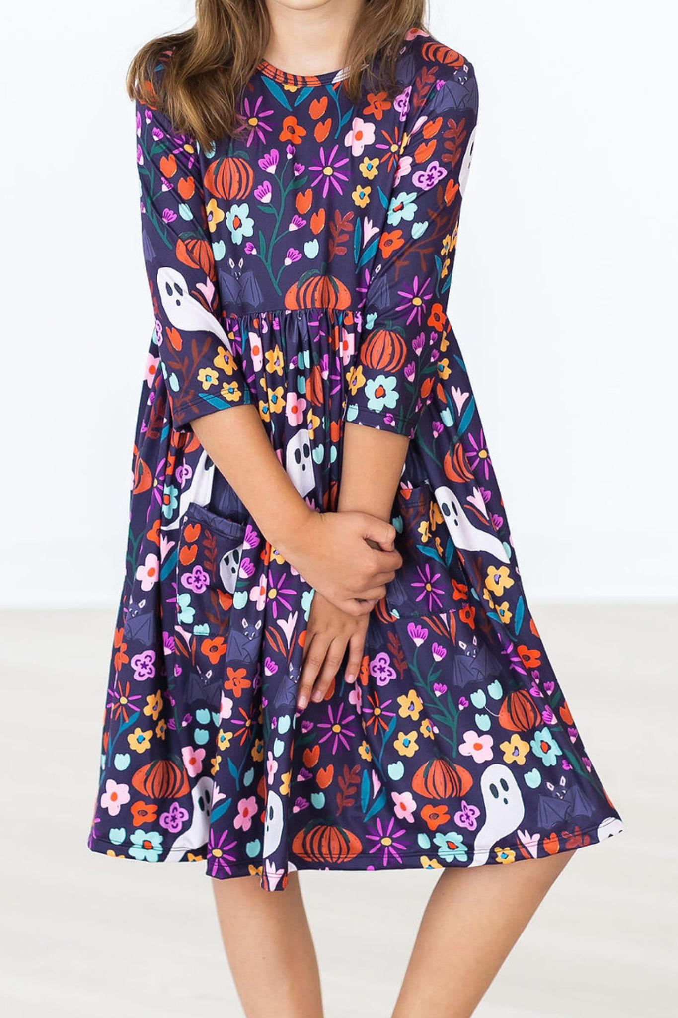 Mila & Rose:  Fangtastic 3/4 Sleeve Pocket Twirl Dress