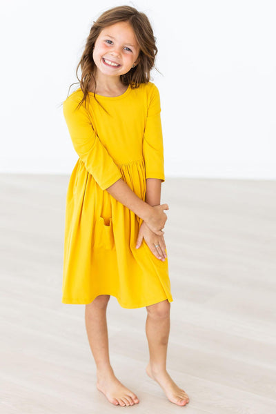 Mila & Rose:  Mustard Pocket Twirl Dress