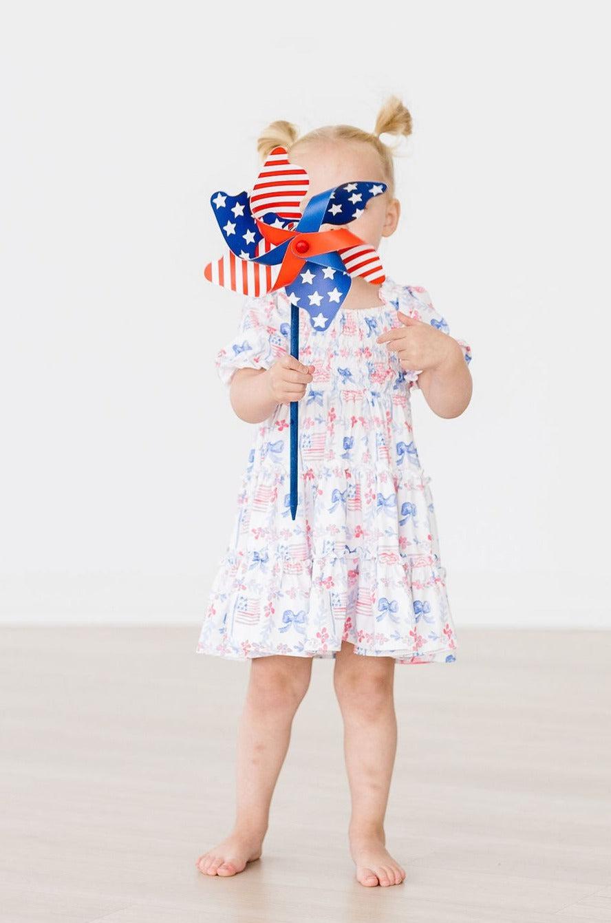 Mila & Rose:  Vintage Flags Smocked Ruffle Dress