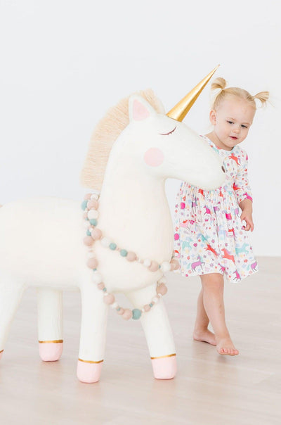 Mila & Rose:  Unicorn Wish 3/4 Sleeve Pocket Twirl Dress