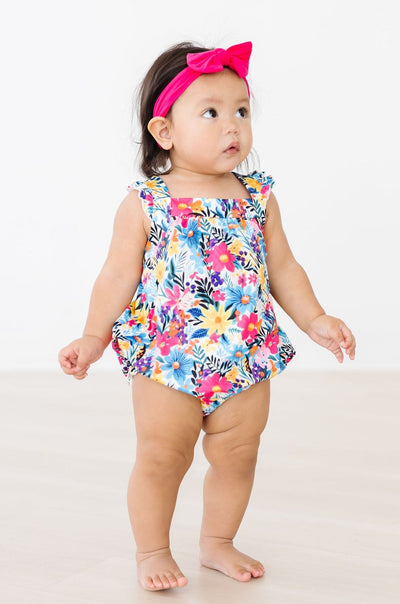 Mila & Rose:  Petal Paradise Ruffle Cross Back Romper