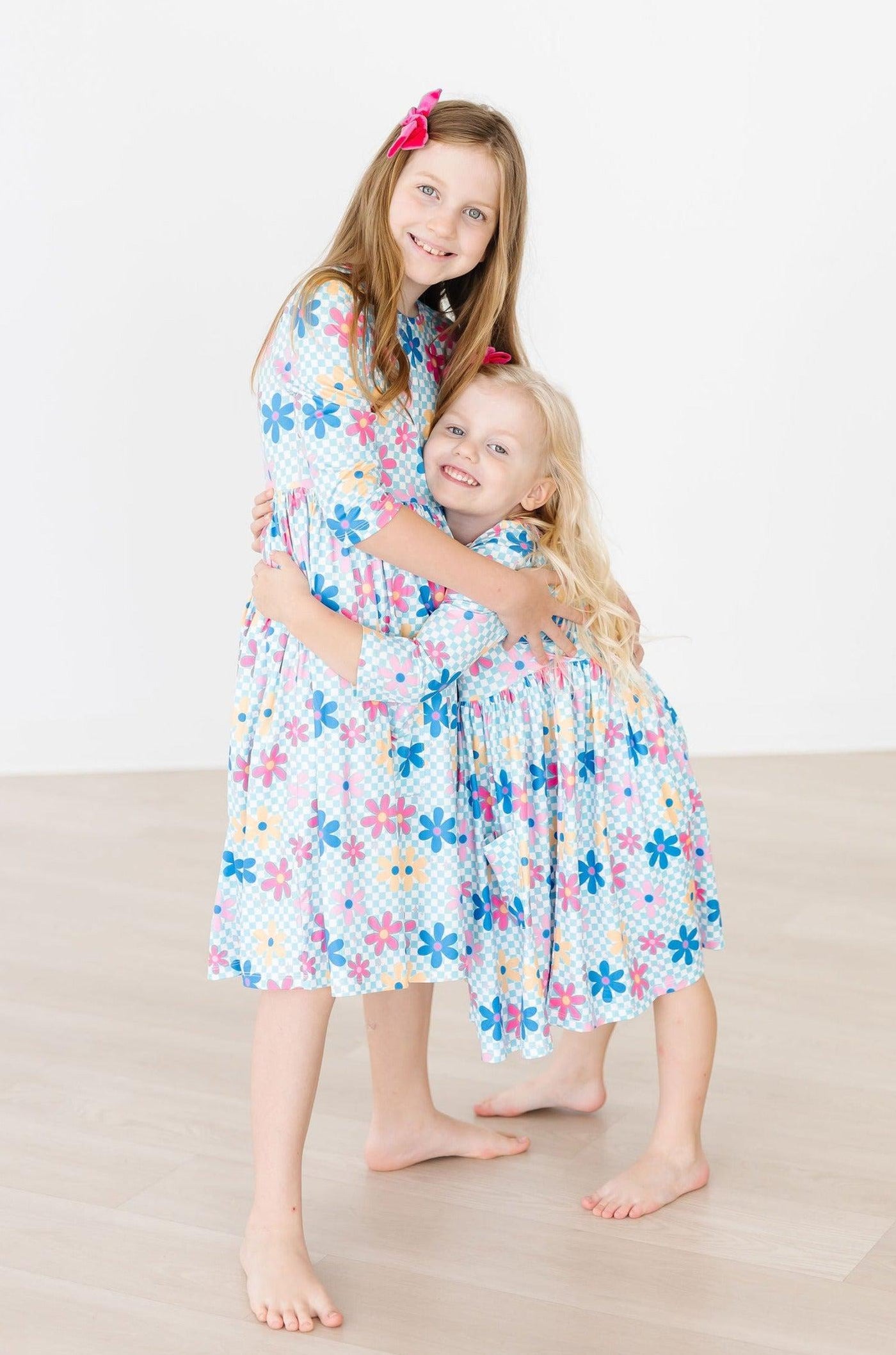 Mila & Rose:  Crazy Daisy 3/4 Sleeve Pocket Twirl Dress