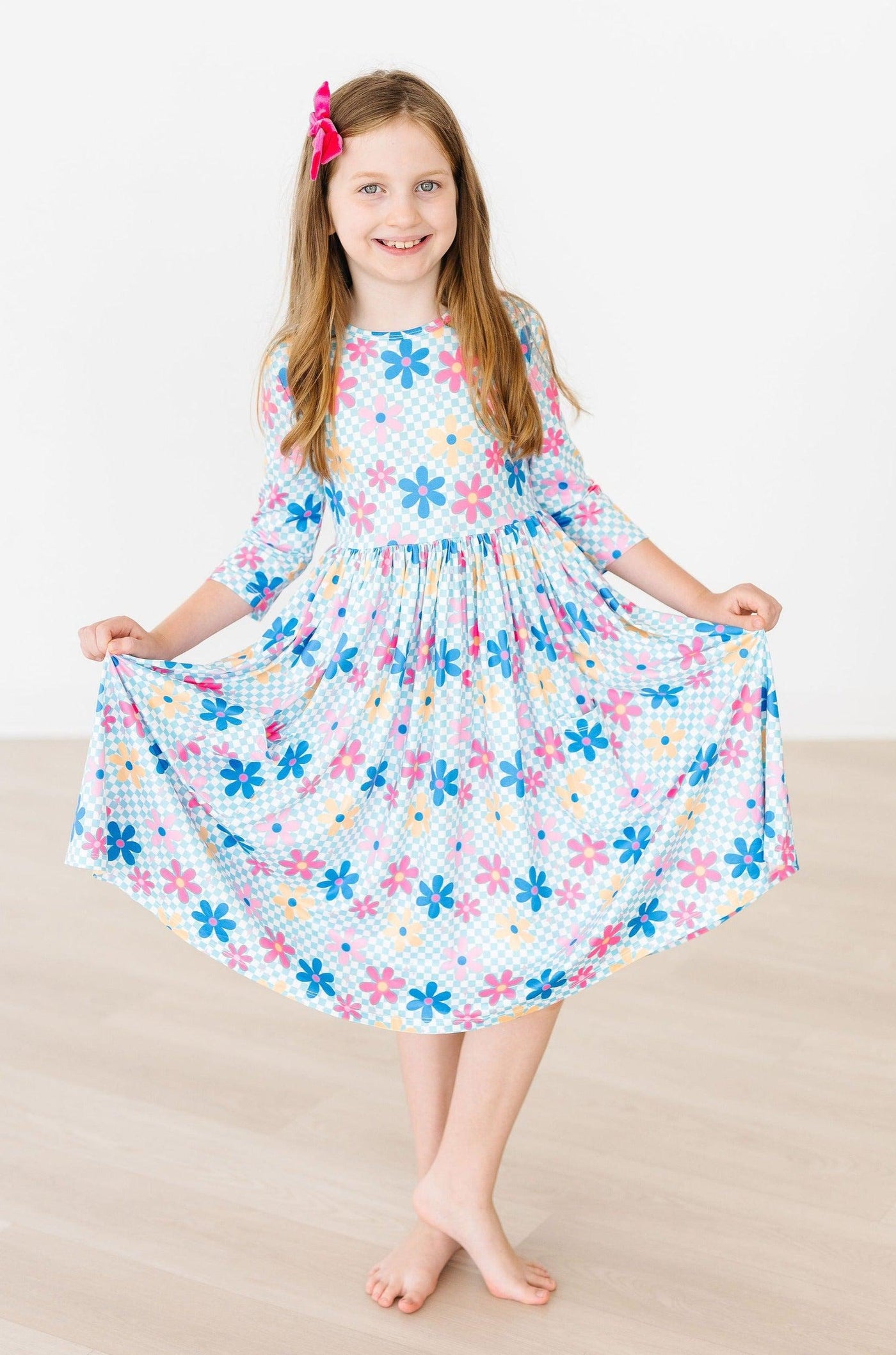 Mila & Rose:  Crazy Daisy 3/4 Sleeve Pocket Twirl Dress