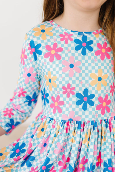 Mila & Rose:  Crazy Daisy 3/4 Sleeve Pocket Twirl Dress