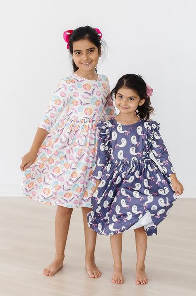 Mila & Rose:  Tied with a Boo 3/4 Ruffle Twirl Dress