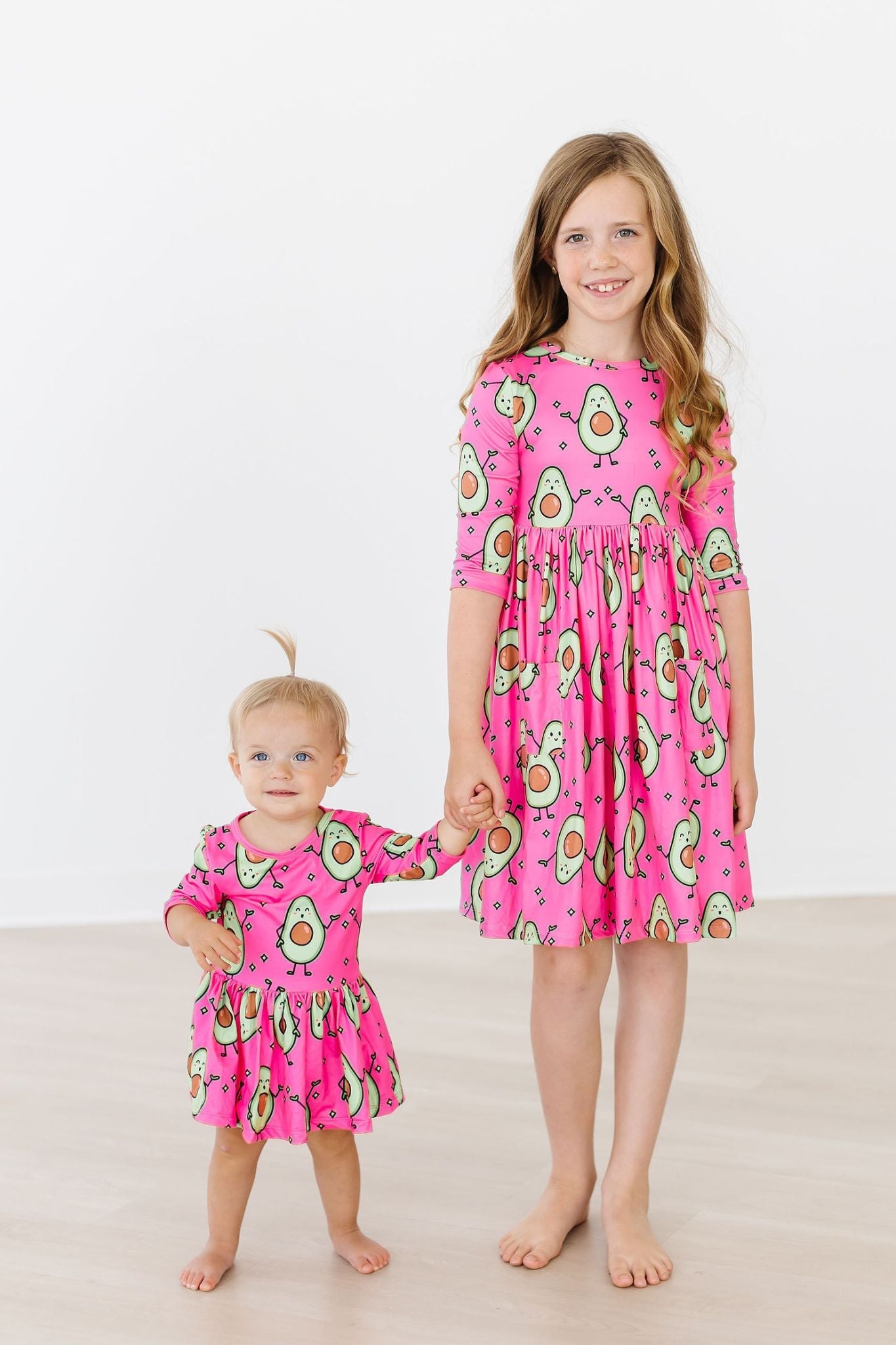 Mila & Rose:  Happy Avocados 3/4 Sleeve Pocket Twirl Dress