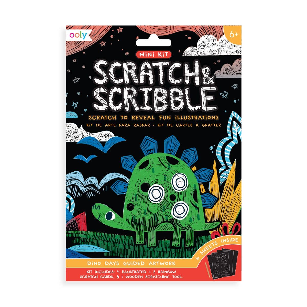 OOLY Mini Scratch & Scribble Art Kit: Dinosaur Days