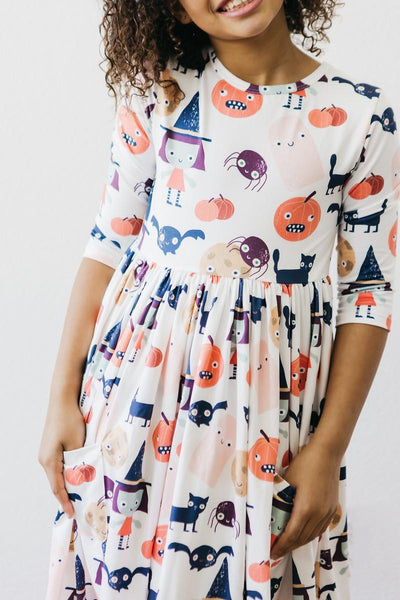 Mila & Rose:  Boo Crew 3/4 Sleeve Pocket Twirl Dress