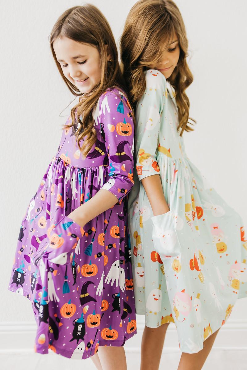 Mila & Rose:  Ghouls Just Want to Have Fun 3/4 Sleeve Pocket Twirl Dress