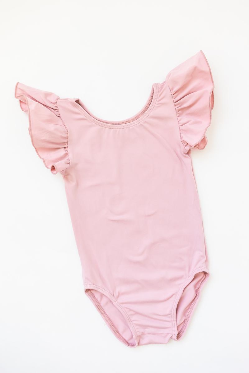 Mila & Rose:  Vintage Pink S/S Flutter Sleeve Leotard