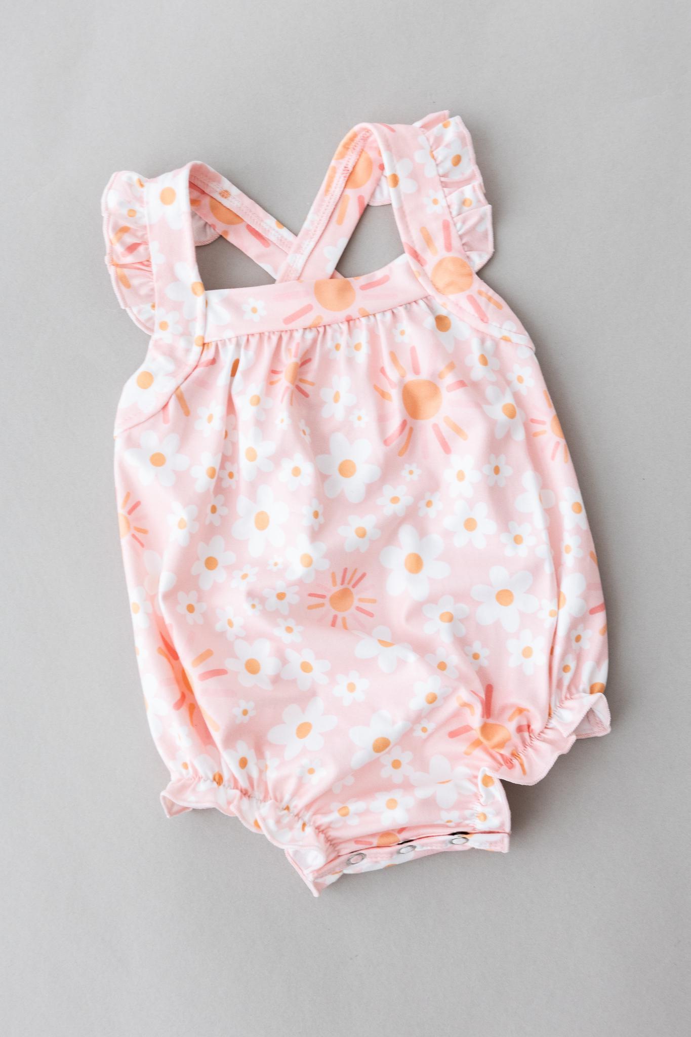 Mila & Rose:  Sweet & Sunny Ruffle Cross Back Romper