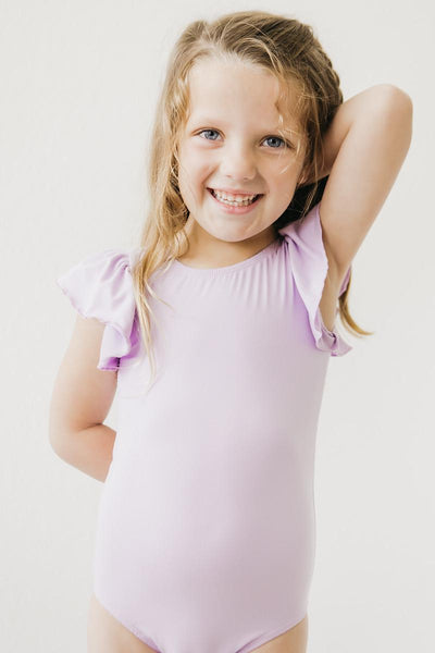 Mila & Rose:  Lavender S/S Flutter Sleeve Leotard