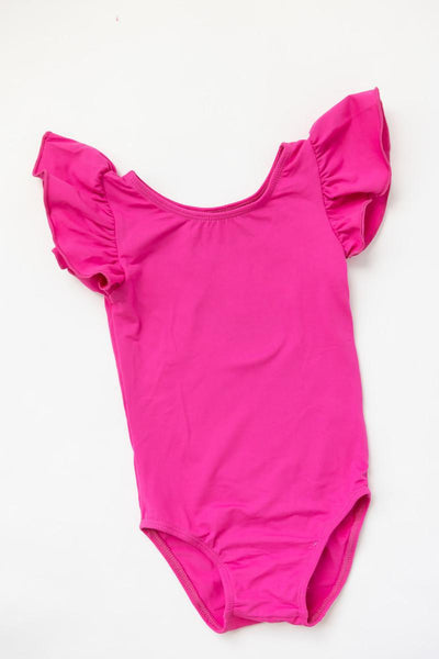 Mila & Rose:  Hot Pink S/S Flutter Sleeve Leotard