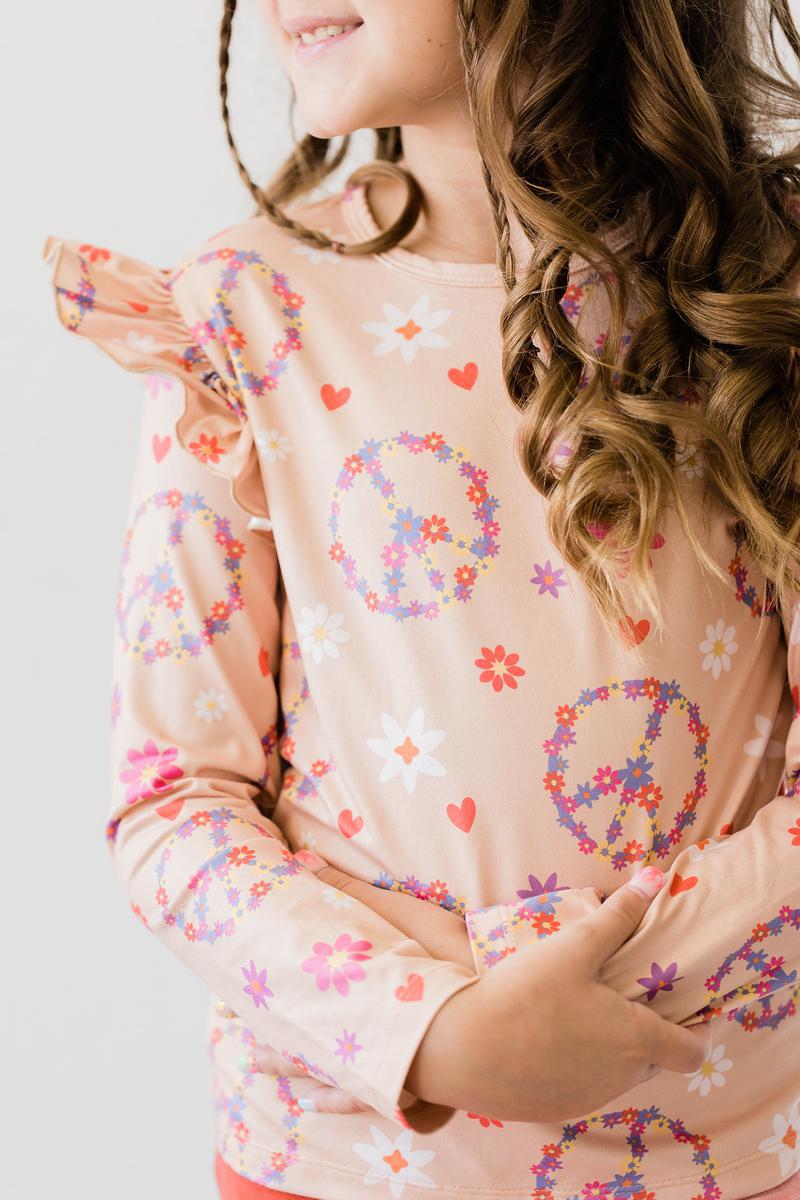 Mila & Rose:  Flower Child L/S Ruffle Tee