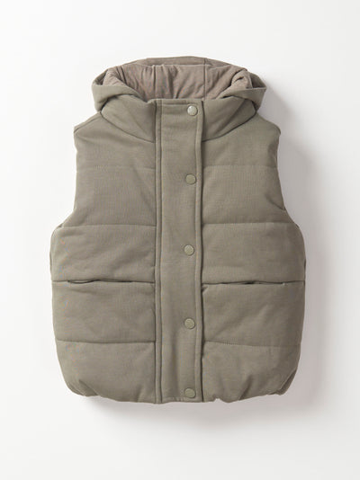 Little Bipsy Hooded Puffer Vest: Army Green