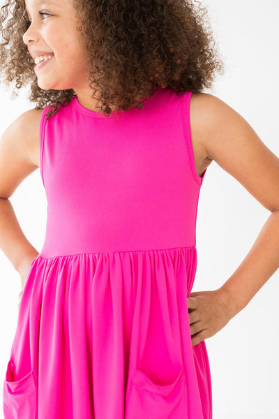 Mila & Rose:  Hot Pink Tank Pocket Twirl Dress