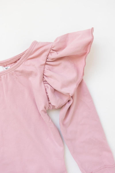 Mila & Rose:  Vintage Pink L/S Flutter Sleeve Leotard