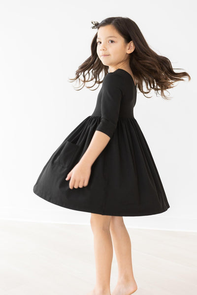 Mila & Rose:  Black 3/4 Pocket Twirl Dress