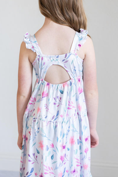 Mila & Rose:  Pastel Wildflowers Ruffle Maxi Dress