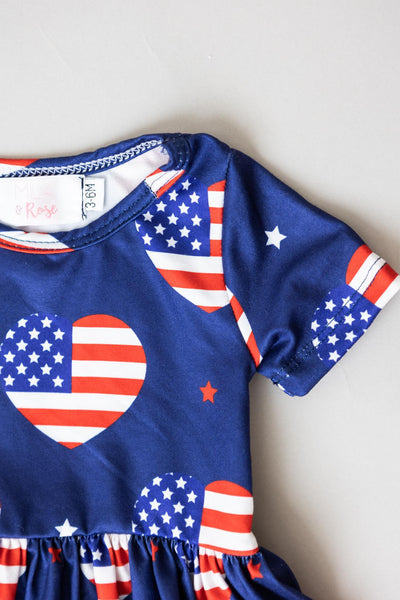 Mila & Rose:  I Heart the USA S/S Twirl Bodysuit