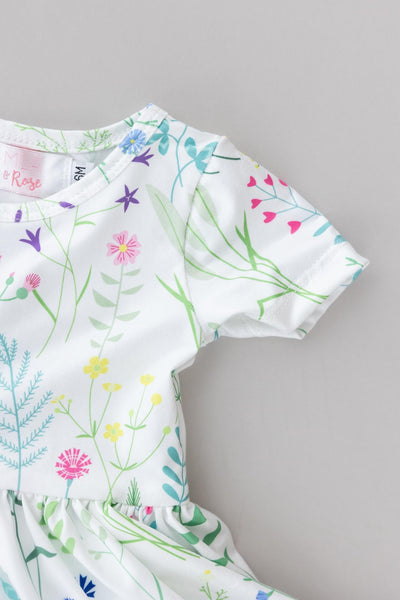 Mila & Rose:  Spring Dandelion Floral S/S Twirl Bodysuit